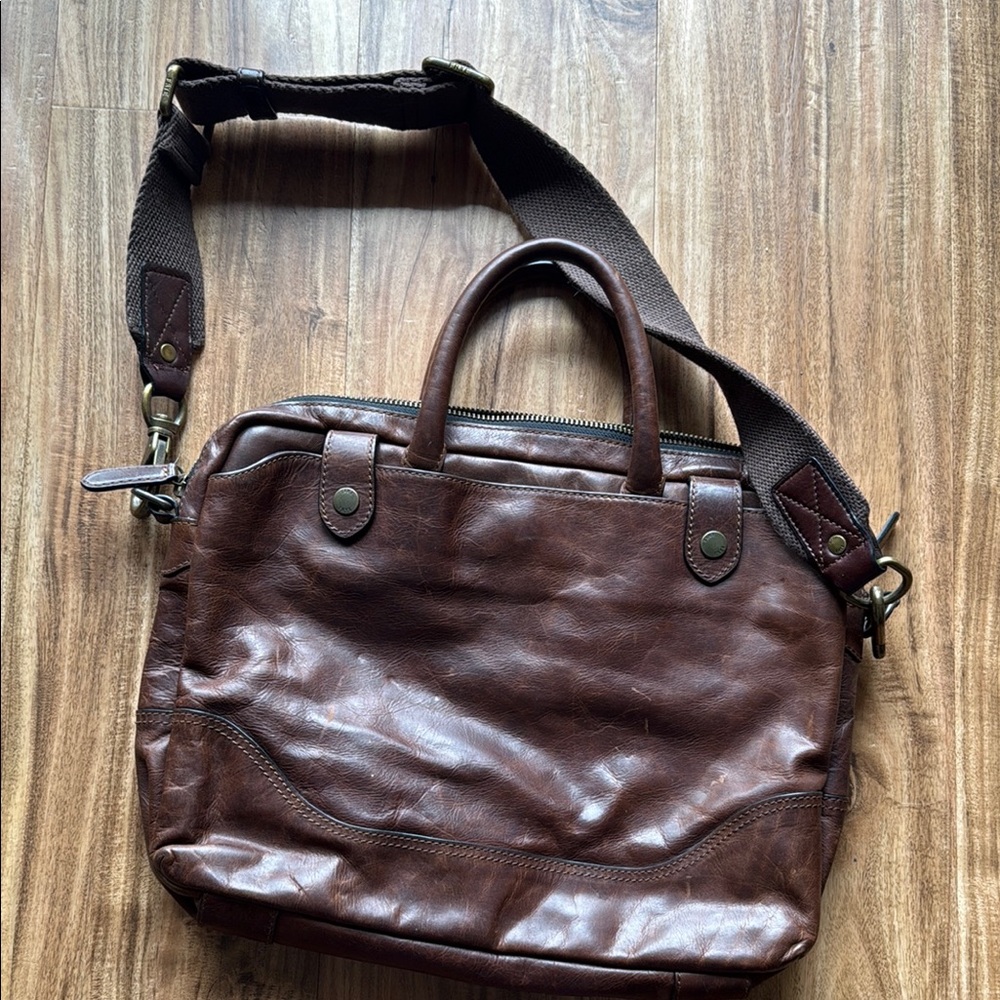 FRYE Brown Leather Briefcase Shoulder Bag
